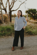 Outback Eclipse & White Stripes Long Sleeve Linen Shirt