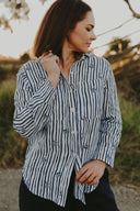 Outback Eclipse & White Stripes Long Sleeve Linen Shirt