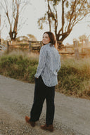 Outback Eclipse & White Stripes Long Sleeve Linen Shirt