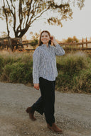 Outback Eclipse & White Stripes Long Sleeve Linen Shirt