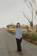 Outback Eclipse & White Stripes Long Sleeve Linen Shirt