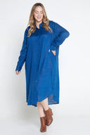 Outback Sapphire Navy Blue Everyday Organic Linen Dress