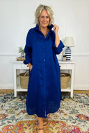 Outback Sapphire Navy Blue Everyday Organic Linen Dress
