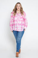 Pink Gingham Long Sleeve Linen Shirt