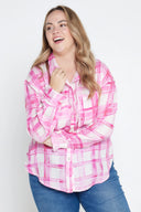 Pink Gingham Long Sleeve Linen Shirt