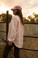 Pink Rural Outback Organic Embroidered Linen Shirt