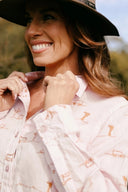 Pink Rural Outback Organic Embroidered Linen Shirt