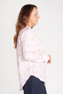Pink Rural Outback Organic Embroidered Linen Shirt