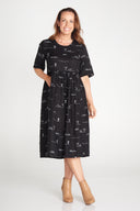 Rural Outback Black Embroidered Short Sleeve Dress