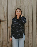 Rural Outback Navy Eclipse Embroidered Linen Shirt