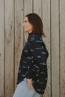 Rural Outback Midnight Embroidered Linen Shirt