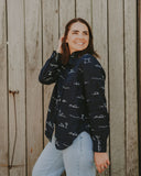 Rural Outback Navy Eclipse Embroidered Linen Shirt