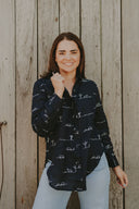 Rural Outback Midnight Embroidered Linen Shirt