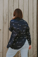 Rural Outback Midnight Embroidered Linen Shirt