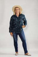 Rural Outback Midnight Embroidered Linen Shirt