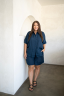 Everyday Outback Eclipse Navy Organic Linen Short Sleeve Shirt