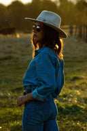 Sky Blue Denim Lady Jane Embroidered Long Sleeve Shirt