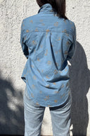 Sky Blue Denim Lady Jane Embroidered Long Sleeve Shirt