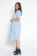 Sky Blue Rural Outback Short Sleeve Organic Linen Dress