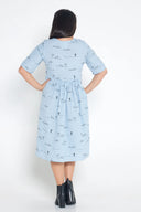 Sky Blue Rural Outback Short Sleeve Organic Linen Dress
