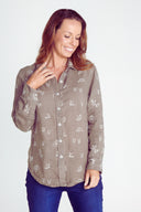 Spinifex Lady Jane Outback Organic Embroidered Linen Shirt