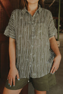 Spinifex Stripes Short Sleeve Organic Linen Shirt