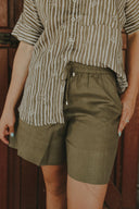 Spinifex Stripes Short Sleeve Organic Linen Shirt