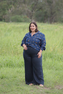 Lady Jane Denim Dark Embroidered Long Sleeve Shirt