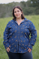 Lady Jane Denim Dark Embroidered Long Sleeve Shirt