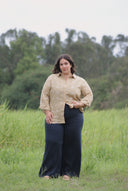 Lady Jane Desert Sand Embroidered Organic Linen Long Sleeve Shirt