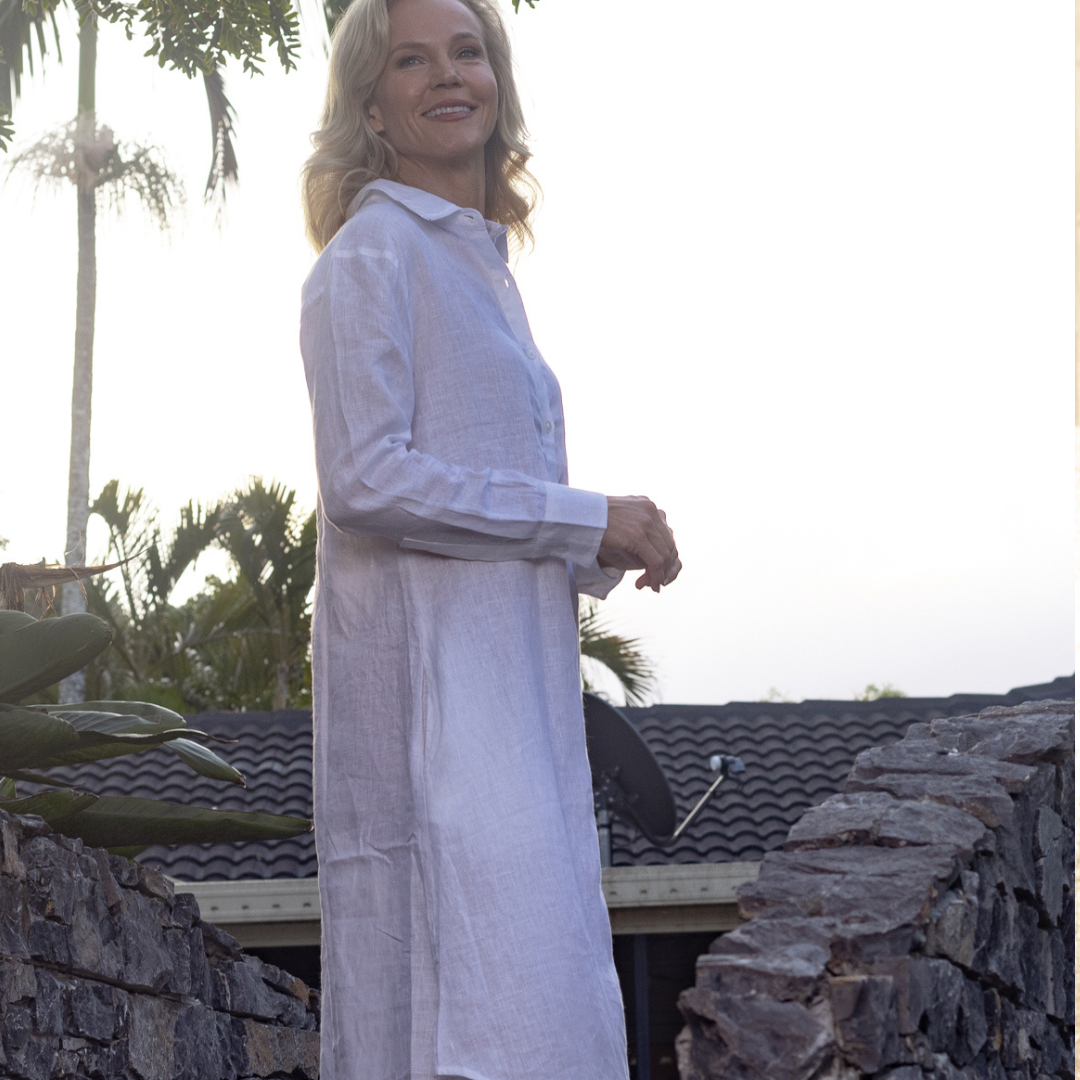 White Everyday Organic Linen Dress