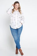 White Rural Outback Embroidered Linen Shirt