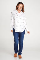 White Rural Outback Embroidered Linen Shirt