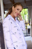 White Rural Outback Embroidered Linen Shirt