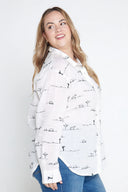 White Rural Outback Embroidered Linen Shirt