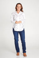 White Rural Outback Embroidered Linen Shirt