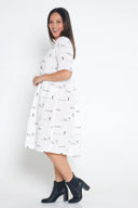 White Rural Outback Short Sleeve Organic Linen Dress