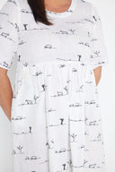 White Rural Outback Short Sleeve Organic Linen Dress