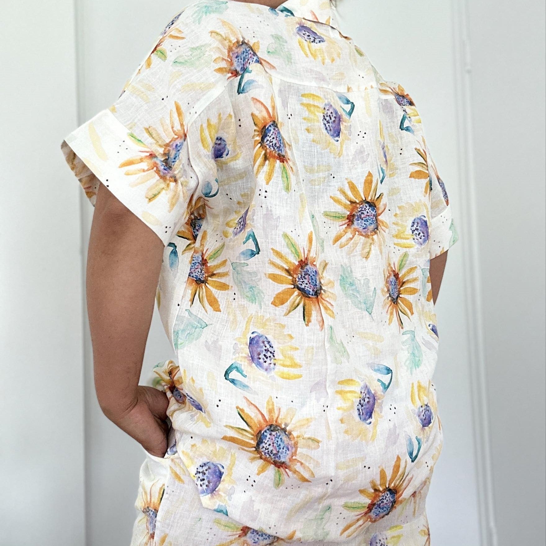 Printed Organic Linen Short Sleeve Shirt