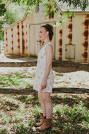 Bird Song Gold Organic Linen Shift Dress - Outback Linen Co