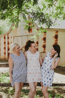 Bird Song Blue and White Organic Linen Shift Dress