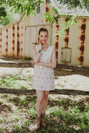 Bird Song Gold Organic Linen Shift Dress