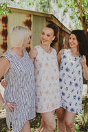 Bird Song Gold Organic Linen Shift Dress