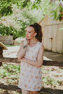 Bird Song Gold Organic Linen Shift Dress