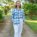 Blue Gingham Long Sleeve Linen Shirt - Outback Linen Co