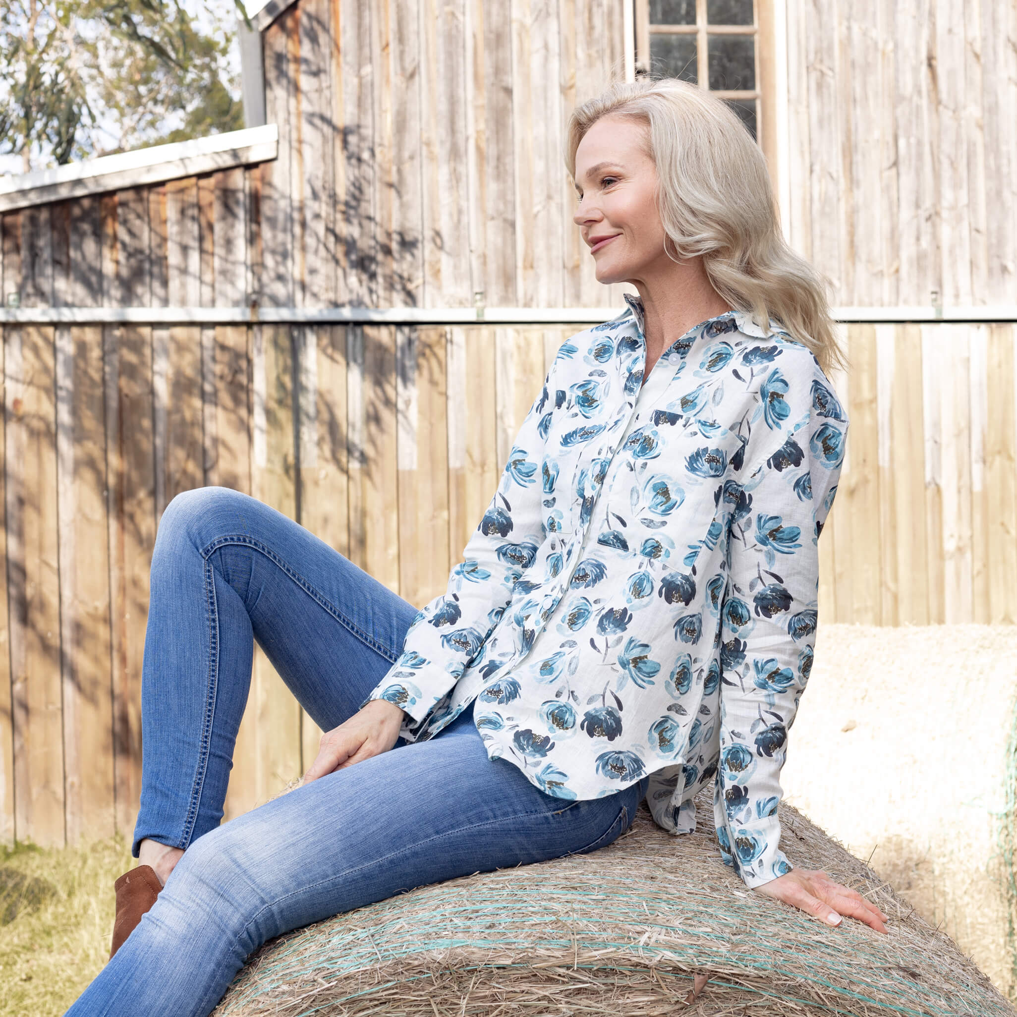 Big Skies Printed Organic Linen Shirt