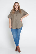Spinifex Green Organic Linen Short Sleeve Shirt