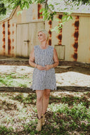 Bush Stripe Blue & White Organic Linen Shift Dress - Outback Linen Co
