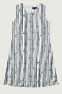 Bush Stripe Blue & White Organic Linen Shift Dress - Outback Linen Co