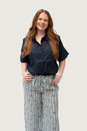 Bush Stripe  Linen Pants - Eclipse Navy
